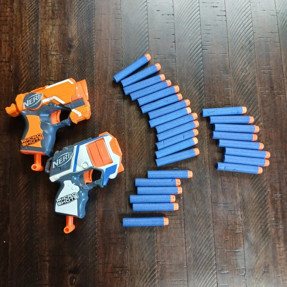 Nerf MicroShots Blaster Lot of 2 Strongarm Firestrike with 25 Darts Bundle